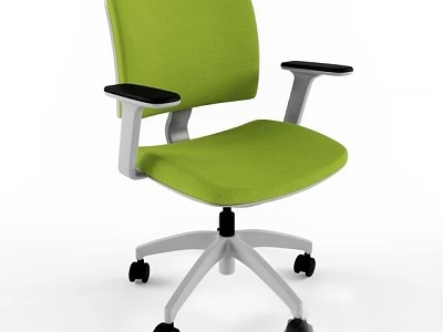 Modern Green Upholstered Office Chair With Armrests And Wheeled Base 3d model