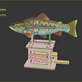 Detailed Articulated Salmon Model With Rainbow Trout Design On Display Base