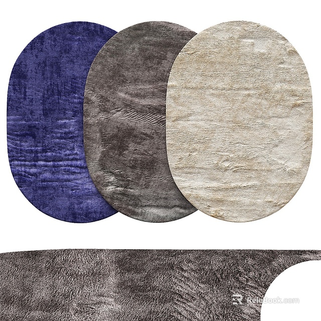 Soft Round Rugs With Blue Gray Beige Colors And Plush Textures For Home Decor 3d model 