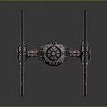 Sci-Fi Starfighter With Twin Hexagonal Wings Central Cockpit Metallic Black Red Accents And Detailed Design