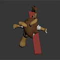 3D Cartoon Mouse Character In White Outfit Standing On Red Block Raising Hand