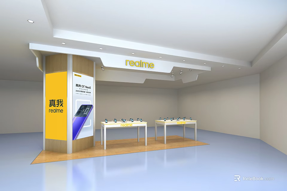 Redmi Brand Retail Store Interior With Display Tables And Smartphones On 3d model 