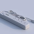 White Power Strip With Multiple Outlets And Coiled Power Cord Design For Home Use