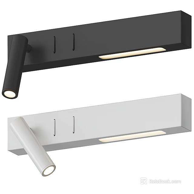 Modern Black And White Wall Lamp With Sleek Rectangular Body And LED Light 3d model 