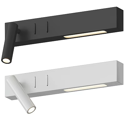 Modern Black And White Wall Lamp With Sleek Rectangular Body And LED Light 3d model