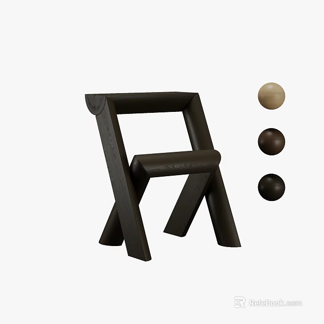 Modern Stylish Shoe Bench with Three Colored Balls Light Brown Dark Brown and Black 3d model 