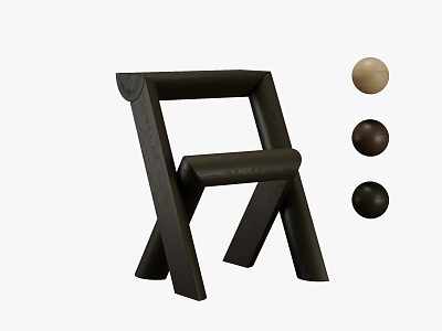 Modern Stylish Shoe Bench with Three Colored Balls Light Brown Dark Brown and Black 3d model