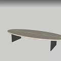 Elegant Light Stone Oval Coffee Table With Black Metal Base And Textured Surface 3d model