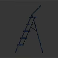 Blue Step Ladder With Metal Frame And Foldable Design For Home Use 3d model
