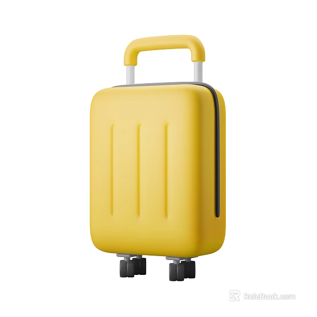 Modern Yellow Luggage Shaped Decorative Ornament Set With Handle Wheels And Smooth Surface 3d model 