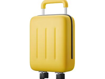 Modern Yellow Luggage Shaped Decorative Ornament Set With Handle Wheels And Smooth Surface 3d model