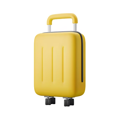 Modern Yellow Luggage Shaped Decorative Ornament Set With Handle Wheels And Smooth Surface 3d model