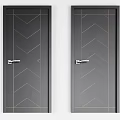Modern Black Hinged Doors With Various Geometric Patterns And Gold Accents 3d model