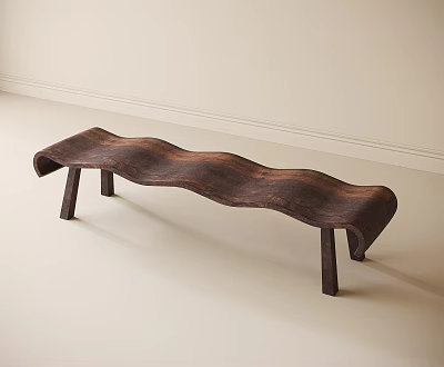 Wooden Bench With Wave Shaped Seat And Simple Modern Design 3d model Wooden Bench With Wave Shaped Seat And Simple Modern Design 3d model