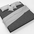 Double Bed with Gray Linen Sheets White Pillowcases and Modern Minimalist Design