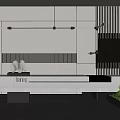 Background wall of reception desk 3d model