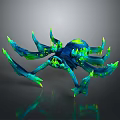 Game Movie Character Spider Like Creature With Blue Body Green Glowing Parts And Multiple Tentacles