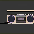 Vintage Gold Boombox with Cassette Tapes and Retro Audio Features