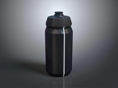 Modern Black Water Bottle Featuring White Stripe And Sleek Design For Everyday Use 3d model