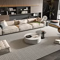 Modern Sofa Coffee Table Set In Contemporary Living Room With Area Rug And Armchair