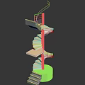 Spiral Staircase Model With Wooden Steps And Concrete Base Structure 3d model