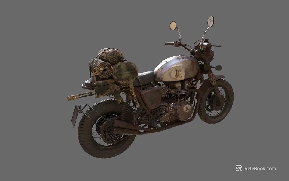 Vintage Motorcycle With Classic Design Leather Saddlebag Retro Mirrors And Chrome Details 3d model 