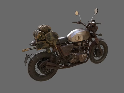 Vintage Motorcycle With Classic Design Leather Saddlebag Retro Mirrors And Chrome Details 3d model