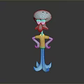 Cartoon Fantasy Creature Character 3D Model With Blue Body Yellow Torso And Long Limbs