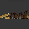 Intricate Sculpture Carving Featuring Gold Bars Money Bags Coins and Gold Nuggets