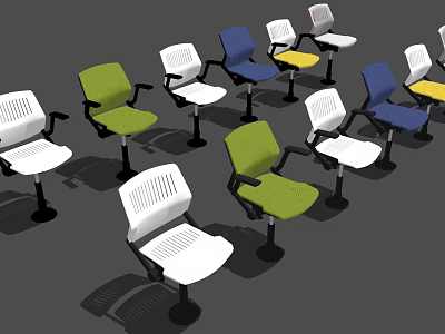 Ergonomic Office Chairs In Various Colors With Mesh Backrest And Swivel Base 3d model