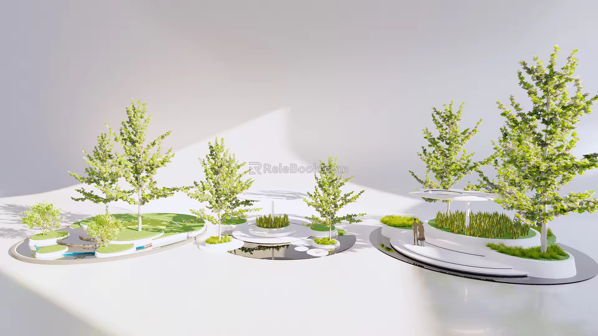 Modern Tree Pool Corridor Rack Round Pocket Park Wide View Node Round Tree Pool 3d model