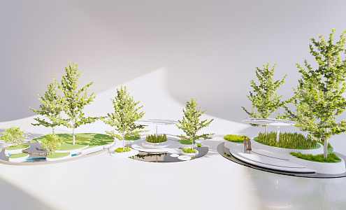 Modern Tree Pool Corridor Rack Round Pocket Park Wide View Node Round Tree Pool 3d model