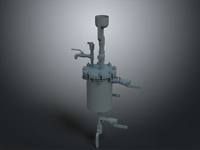 Mechanical Industrial Vessel With Pipes Valves Top Fitting And Support Base 3d model