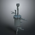 Mechanical Industrial Vessel With Pipes Valves Top Fitting And Support Base