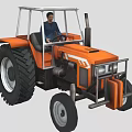 Orange Tractor With Cab And Driver Inside Featuring Large Wheels Design 3d model