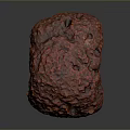 Natural Red Circular Wood Stone Artifact with Rough Texture and Holes