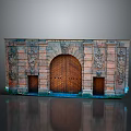 Ornate Historic Entrance Gate With Stone Brick Structure Intricate Carved Decorations And Arched Wooden Door