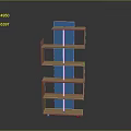 Modern Blue And Wooden Shelf Unit With Multiple Open Layers And Modern Design