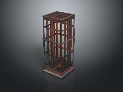 Industrial Equipment With Metal Grid Frame And Tower Structure Design 3d model