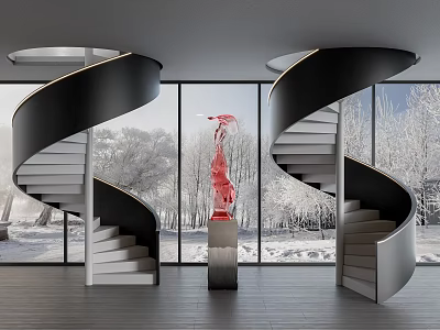 modern revolving staircase 3d model
