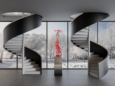 modern revolving staircase 3d model