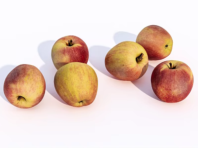 Fresh Red and Yellow Apples on White Background with Juicy Appearance for Healthy Diet 3d model