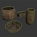Woven Household Items Set Including Storage Baskets Containers And Tray