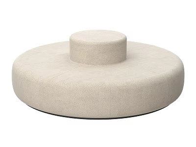 Beige Round Two Tiered Upholstered Seat Cushion Furniture With Soft Fabric 3d model