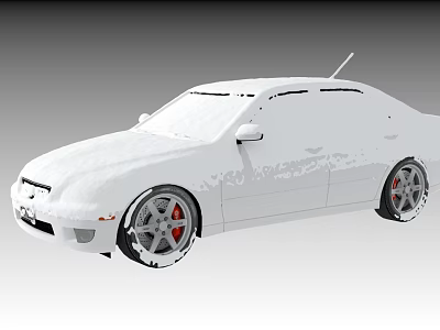 White Sedan Car With Modified Alloy Wheels And Red Brake Calipers 3d model