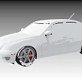 White Sedan Car With Modified Alloy Wheels And Red Brake Calipers