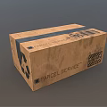 Brown Cardboard Parcel Box With Parcel Service Label And Black Tape For Shipping