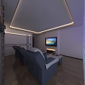 Elegant SPA Sauna Interior With Purple Lit Glass Block Wall Wooden Loungers And Light Strips