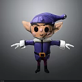 Cartoon Elf Character With Purple Outfit Hat Large Ears And White Gloves