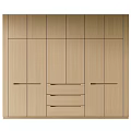 Modern Wooden Wardrobe Design With Light Wood Finish And Multiple Doors Drawers